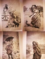 Antik 1904 Bécs Wien fénynyomat litográfia BLECHINGER & LEYKAUF : A Négy Évszak 4 képen egyben