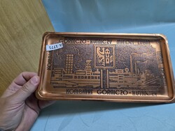 A1771 Lengyel Lubin Bányászati és Acélipari kombinát fém tálca 15x28 cm