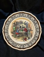 Antik Royal Doulton fajansz tányér a „Sketches from Teniers” sorozatból