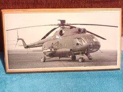 Retro katonai helikopteres falikép / dekoráció fa keretben.