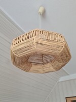 Rattan mennyezeti lámpa natúr színű 8 szögletes és kerekded formájú retro design