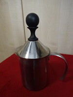 INOX tejhabosító, magassága 20 cm, alsó átmérője 8 cm.