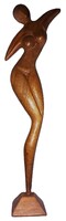 Poszt modern fa Iparművész Art Deco faszobor akt - ÉBREDÉS - HIBÁTLAN - 30cm