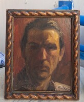 AKCIÓ! Göcseji Pataki Ferenc: Férfiportré, 1952 (olaj, fa, keretben)