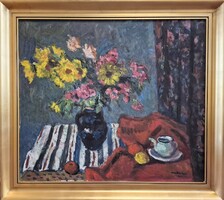 Szentgyörgyi Kornél 1959 / Virágcsendélet kávéval