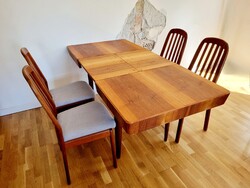 Restaurált art deco bővíthető Halabala étkezőasztal, LV 1065