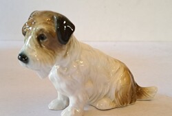 Ens Volkstedt porcelain fox terrier dog figurine German marked porcelain 1950s DISPLAY CASE CONDITION