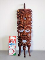 60 cm Hatalmas faragott teak fa fali maszk ALKUDHATÓ