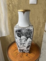 NAGYMÉRETŰ, HOLLÓHÁZA JURCSÁK LÁSZLÓ PORCELÁN VÁZA, 37 CM