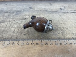 -AX460- Antik vadászpipa kazán fém kupakkal faragott fa pipa fej vintage pipa gyűjteménybe 11cm