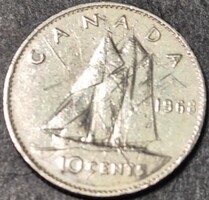 Kanada 10 cent, 1968.