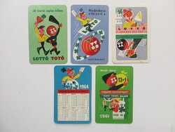 1961-65. között megjelent Toto-Lottó kártyanaptárak