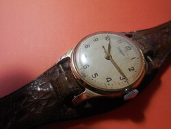 POBEDA men's mechanical wristwatch, 32 mm, running, with an old leather strap!