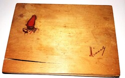 Antik múlt századelős JÚLIUS MEINL pörköltkávés fadoboz MEINL dedikált  15 X 20 X 4,5 cm