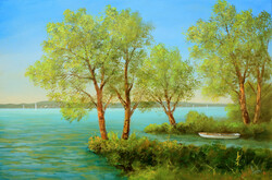 Lantos György: Balatonparti fák 40x60 cm