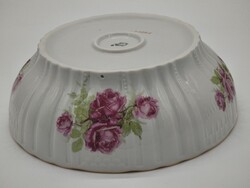 Zsolnay nagyméretű 24,5cm rózsás porcelán pogácsás tál, pörköltes, levesestál