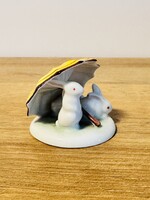 Hollóhàzi porcelán nyuszik ernyővel