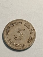 Német Birodalom reich 5 pfennig 1876 A  tisztítható