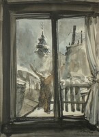 (K) Szánthó Imre (1925-1998) : Szentendrei részlet / ablakból