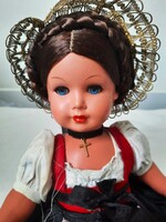 Jelzett német népviseletes antik baba (Königseer) – 33 cm