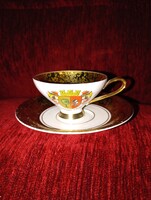 Aranyozott porcelán kávés csésze tányérral