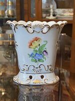 VIRÁGOS VÁZA, ARANYOZOTT, FESTETT HERENDI PORCELÁN VÁZA 11.7 CM