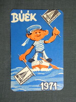 Kártyanaptár,MAHART hajózási vállalat,grafikai,reklám figura, 1971  (5)
