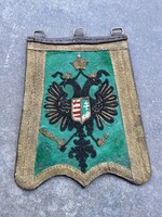 19. századi gyalogos bandèrista Huszár testőrségi címeres hímzett  tarsoly , ritka antik régi