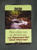 Kártyanaptár,Vallás,zsoltár idézet,tópart,erdei tájkép,patak,vízesés,2020  (5)