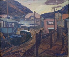 117x96cm! Mazsaroff Miklós (1929 - 1997) Borsodnádasd Lemezgyár Szocreál !! Eredeti Garanciával!