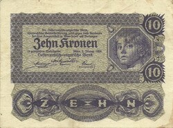 10 kronen korona 1922 Ausztria Magyarország 2.