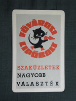 Kártyanaptár,Fővárosi cipőbolt,Budapest,reklám figura,fekete macska, 1970  (5)