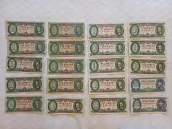 Papír 10 és 20 Ft-osok (18+2db= összesen 20db) 1962-1975, melyből 13 db még "ropogós" állapotban