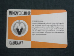 Kártyanaptár,Munkavédelmi őr igazolvány, 1970  (5)