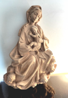 Barokk fa faragás, relief - Szűzanya  a kisdeddel