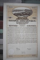 Kötelezvény: Budapest Székesfőváros 200 Korona. 1918.