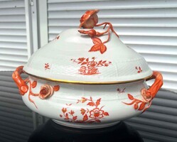 Exkluzív Herendi 12 személyes Apponyi Orange étkészlet - 65 darabos, koronás jelzéssel (1939-1948)