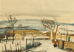 (N) Szalóky Sándor (1921-1978) : Tél falun