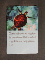 Kártyanaptár,Vallás,Filippi idézet,állatok,tengeri teknős, 2020  (5)