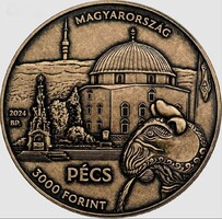 Baranya Vármegye Pécs 2024 Színesfém emlékérem zárt bontatlan  kapszulában