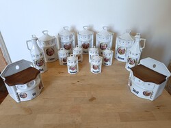 15 db magyar feliratos porcelán fűszer tartó készlet, fűszertartók