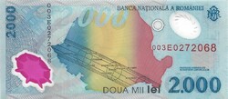 2000 lei lej 1999 Napfogyatkozás Románia polymer 2.