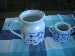 Immortelle "Szalmavirág"mintás porcelán kancsó, cukor tartó