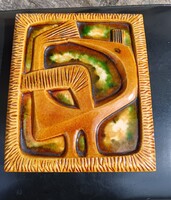 Retro Absztrakt Madár Mintás  Kerámia Falikép, Fali csempe-Century Modern Dekoráció (21,5 x 25 cm)
