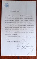 Pécsi püspöki címeres levél dr. Bogya János cikkéről, Virág Ferenc autográf aláírásával, 1935.
