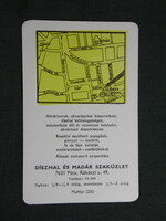 Kártyanaptár,Díszhal és madár üzlet,Pécs,grafikai,térképes, 1975  (5)