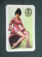 Kártyanaptár,Tokajhegyalja borgazdaság,Sátoraljaújhely,erotikus női modell, 1972  (5)