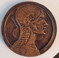 Pándi Kiss János 1930 k. "Prof. Juhász Pál 1916" kétoldalas bronz emlékérem