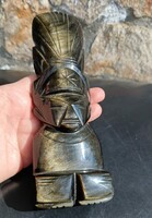 Különleges, nagyméretű Arany Obszidián Azték Harcos - 18,5 cm