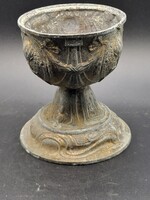 Antik szecessziós spiáter petróleumlámpa-talp / kehely (14 cm)